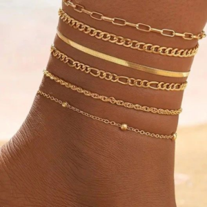 6 pcs Golden Anklet Set
