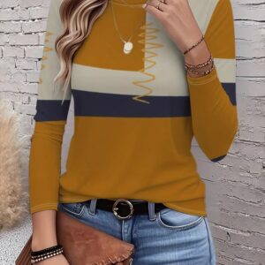 casual long sleeve mustard top