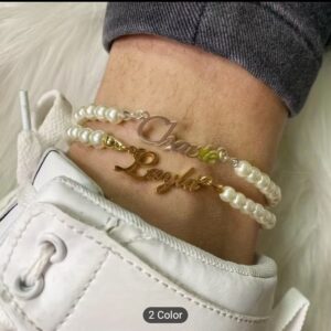 Custom names pearl beads design anklet bracelet