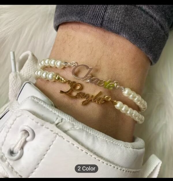 Custom names pearl beads design anklet bracelet