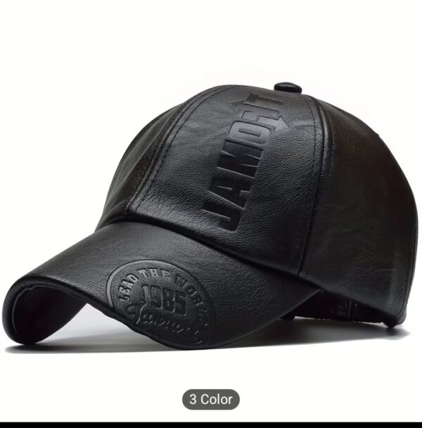 PU leather finish baseball hat with jamo lettering