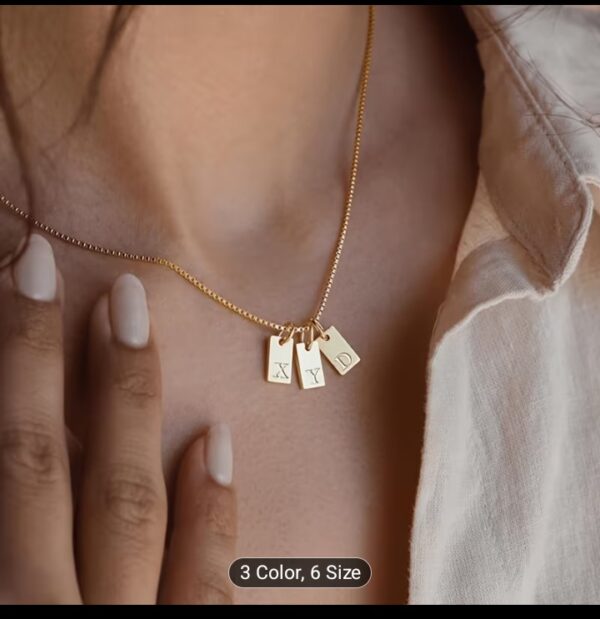 Personalized initial label necklace