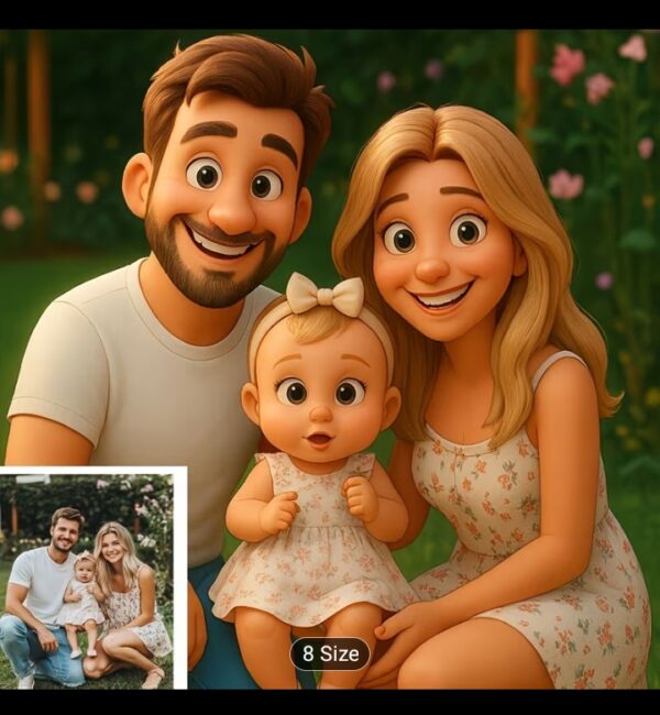 Personized photo to cartoon animation$24 size option template, photo upload template