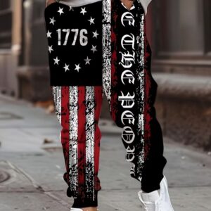Men's Stylish 3D American Flag Print Joggers with Drawstring & Pockets