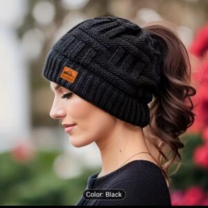 Women's beanie ponytail compatible