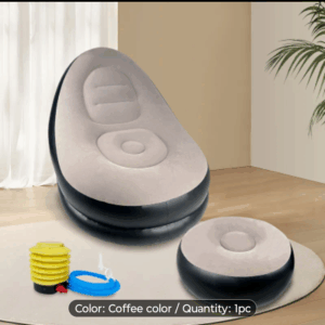 Adult inflatable recliner chair with foot stool
