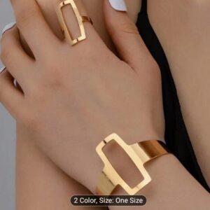2 PCs rectangular shaped bracelet and Ring