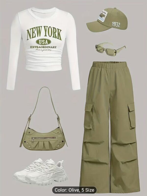 women's 5 PC set. Primary picture olive