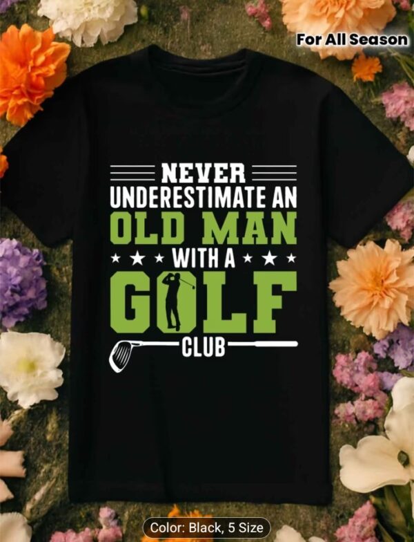 Old man and golf club tshirt
