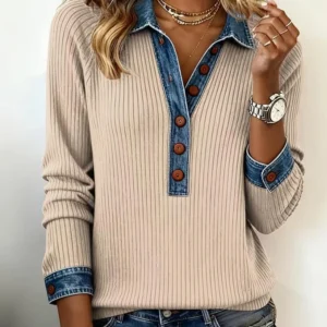 Womens Tee Active Long Sleeve Casual Vintage Regular Polyester Winter Polo